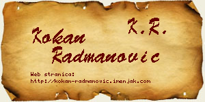 Kokan Radmanović vizit kartica